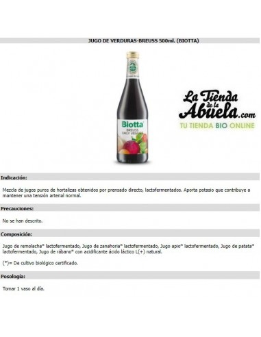 Jugo de verduras 500ml Biotta