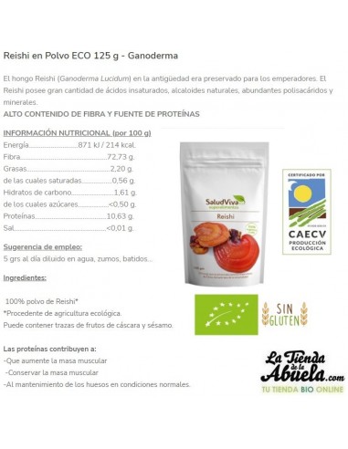 Reishi bio en polvo 125gr Salud Viva