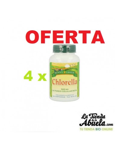 4 x Clorella 120 comprimidos Sunny Green