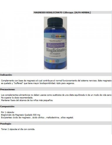 Bisglicinato de Magnesio 500 mg 120...